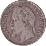 1867 SILVER 5 FRANCS FRANCE - SILVER WORLD COINS - Cambridgeshire Coins
