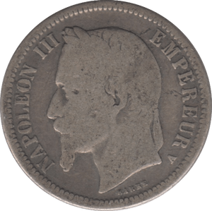 1867 SILVER ONE FRANC FRANCE - SILVER WORLD COINS - Cambridgeshire Coins