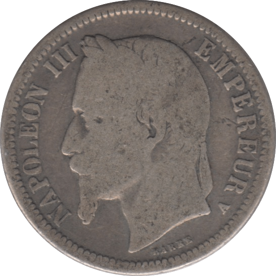 1867 SILVER ONE FRANC FRANCE - SILVER WORLD COINS - Cambridgeshire Coins