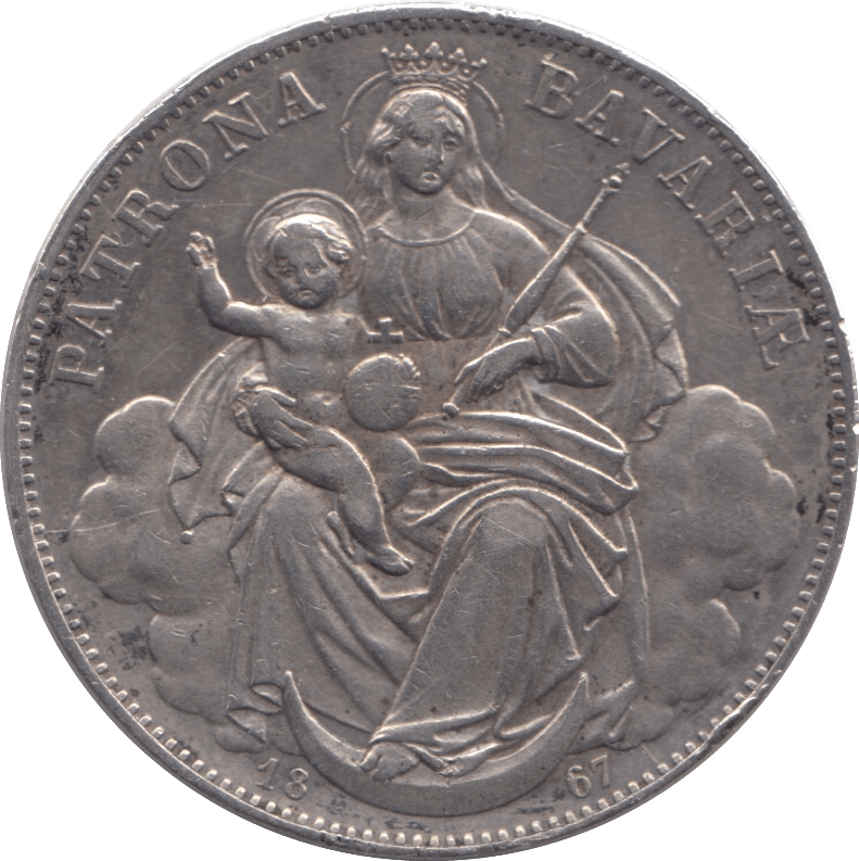 1867 SILVER THALER MADONNA AND CHILD BAVARIA - SILVER WORLD COINS - Cambridgeshire Coins