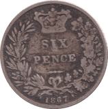 1867 SIXPENCE ( FINE ) - SIXPENCE - Cambridgeshire Coins