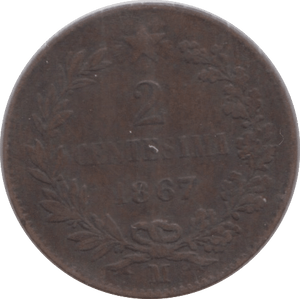 1867 TWO CENTESIMI ITALY - WORLD COINS - Cambridgeshire Coins