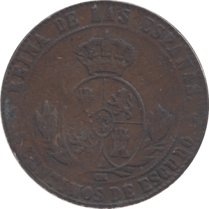 1868 5 CENTIMOS SPAIN - WORLD COINS - Cambridgeshire Coins