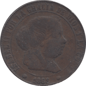 1868 5 CENTIMOS SPAIN - WORLD COINS - Cambridgeshire Coins