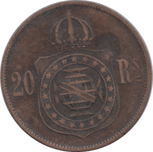 1868 BRAZIL 20 REIS - WORLD COINS - Cambridgeshire Coins