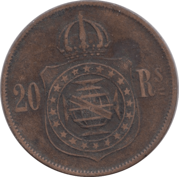 1868 BRAZIL 20 REIS - WORLD COINS - Cambridgeshire Coins
