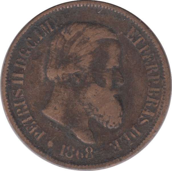 1868 BRAZIL 20 REIS - WORLD COINS - Cambridgeshire Coins
