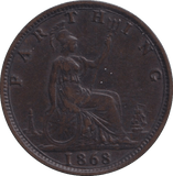 1868 FARTHING ( GVF ) - FARTHING - Cambridgeshire Coins