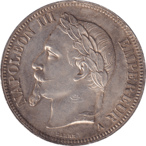 1868 FIVE FRANCS FRANCE - SILVER WORLD COINS - Cambridgeshire Coins