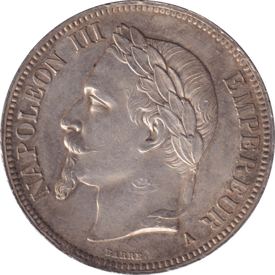 1868 FIVE FRANCS FRANCE - SILVER WORLD COINS - Cambridgeshire Coins