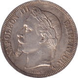 1868 FIVE FRANCS FRANCE - SILVER WORLD COINS - Cambridgeshire Coins