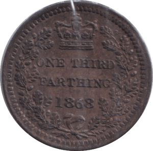 1868 ONE THIRD FARTHING ( AUNC ) - WORLD COINS - Cambridgeshire Coins