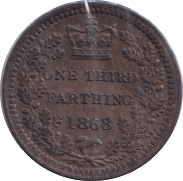 1868 ONE THIRD FARTHING ( AUNC ) - WORLD COINS - Cambridgeshire Coins