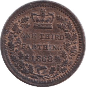 1868 ONE THIRD FARTHING ( UNC ) - ONE THIRD FARTHING - Cambridgeshire Coins
