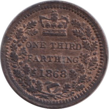 1868 ONE THIRD FARTHING ( UNC ) - ONE THIRD FARTHING - Cambridgeshire Coins