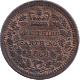 1868 ONE THIRD FARTHING ( UNC ) - ONE THIRD FARTHING - Cambridgeshire Coins