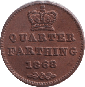 1868 QUARTER FARTHING ( AUNC ) - QUARTER FARTHING - Cambridgeshire Coins