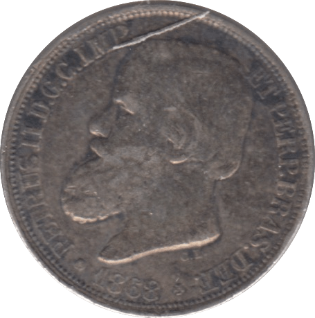1868 SILVER 200 REIS BRAZIL - WORLD COINS - Cambridgeshire Coins