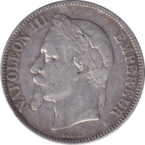 1868 SILVER 5 FRANC FRANCE - SILVER WORLD COINS - Cambridgeshire Coins