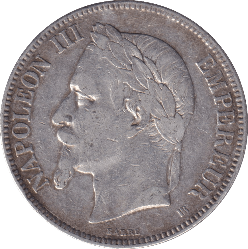 1868 SILVER 5 FRANC FRANCE - SILVER WORLD COINS - Cambridgeshire Coins
