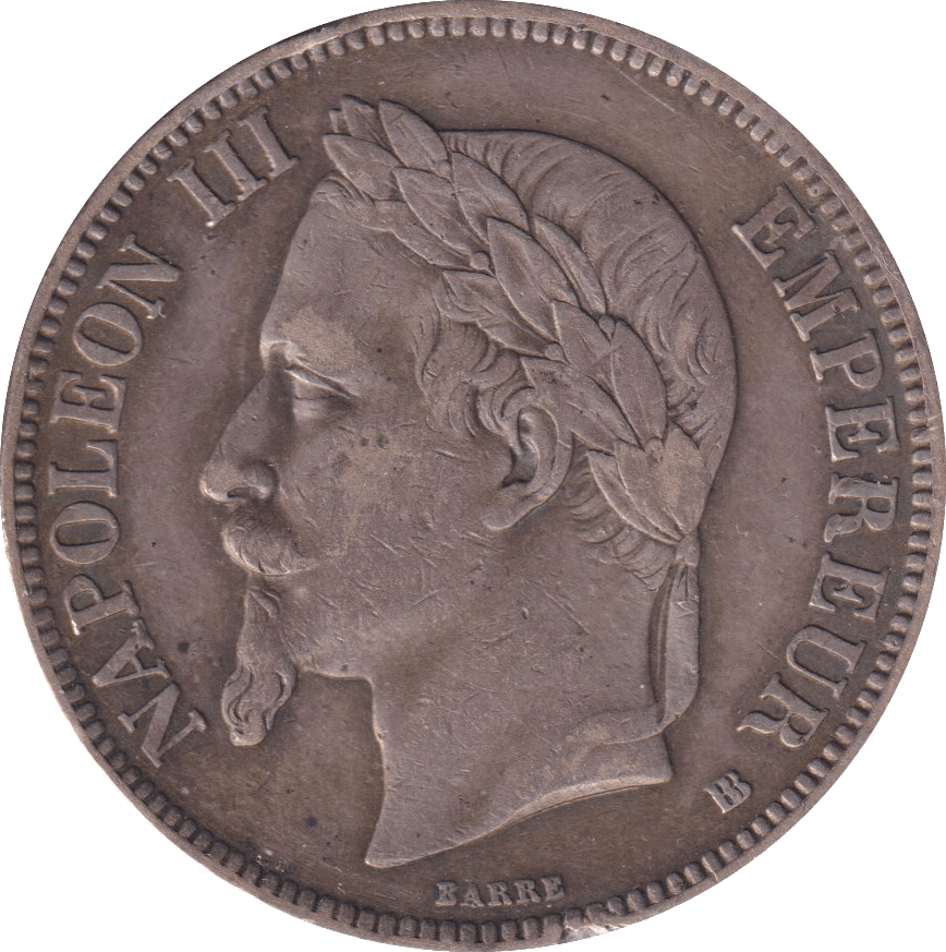 1868 SILVER 5 FRANC FRANCE - SILVER WORLD COINS - Cambridgeshire Coins