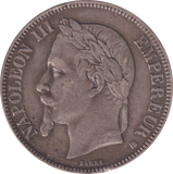 1868 SILVER 5 FRANC FRANCE - SILVER WORLD COINS - Cambridgeshire Coins