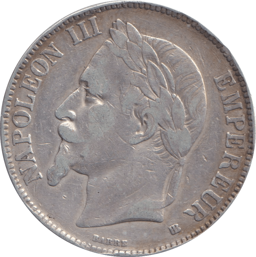 1868 SILVER 5 FRANC FRANCE - SILVER WORLD COINS - Cambridgeshire Coins