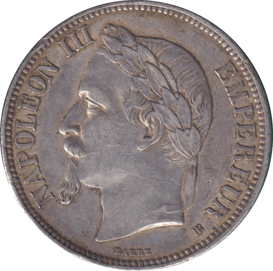 1868 SILVER 5 FRANCS FRANCE - SILVER WORLD COINS - Cambridgeshire Coins