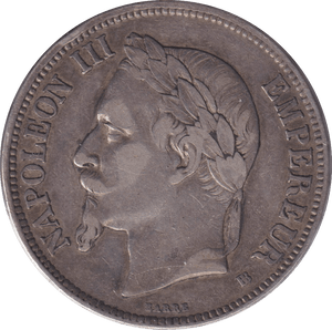 1868 SILVER FIVE FRANCS FRANCE - WORLD COINS - Cambridgeshire Coins