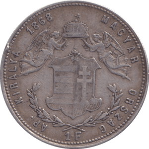 1868 SILVER ONE FLORINT HUNGARY - SILVER WORLD COINS - Cambridgeshire Coins