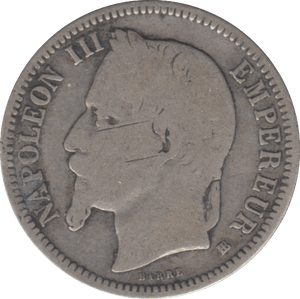 1868 SILVER ONE FRANC FRANCE - SILVER WORLD COINS - Cambridgeshire Coins