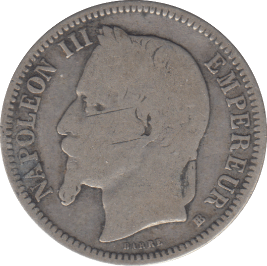 1868 SILVER ONE FRANC FRANCE - SILVER WORLD COINS - Cambridgeshire Coins