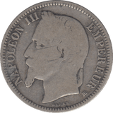 1868 SILVER ONE FRANC FRANCE - SILVER WORLD COINS - Cambridgeshire Coins