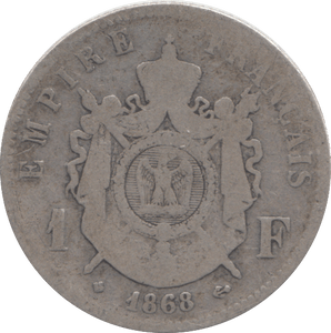 1868 SILVER ONE FRANC FRANCE - SILVER WORLD COINS - Cambridgeshire Coins