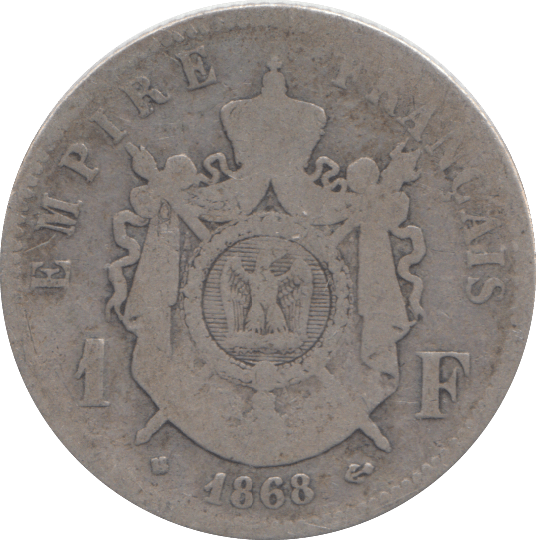 1868 SILVER ONE FRANC FRANCE - SILVER WORLD COINS - Cambridgeshire Coins