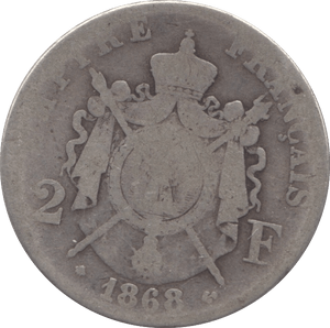 1868 SILVER ONE FRANC FRANCE - SILVER WORLD COINS - Cambridgeshire Coins