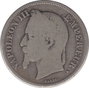 1868 SILVER ONE FRANC FRANCE - SILVER WORLD COINS - Cambridgeshire Coins