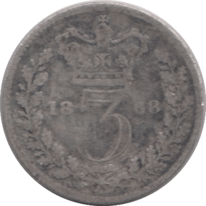 1868 THREE PENCE ( NF ) - Threepence - Cambridgeshire Coins