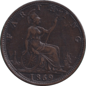1869 FARTHING ( GVF ) - FARTHING - Cambridgeshire Coins