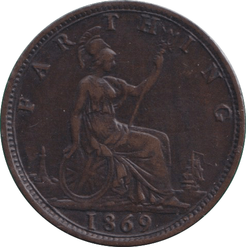 1869 FARTHING ( GVF ) - FARTHING - Cambridgeshire Coins