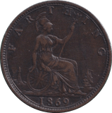1869 FARTHING ( GVF ) - FARTHING - Cambridgeshire Coins