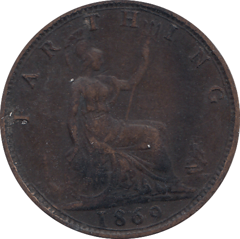 1869 FARTHING ( GVF ) - FARTHING - Cambridgeshire Coins
