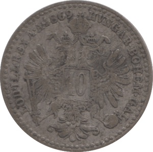 1869 SILVER 10 KREUZER AUSTRIA - SILVER WORLD COINS - Cambridgeshire Coins