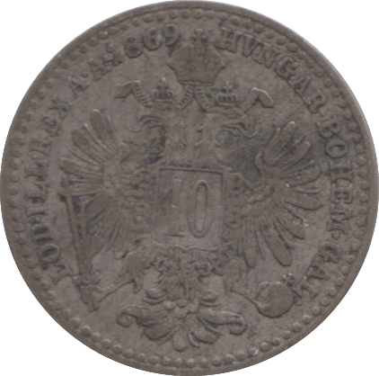 1869 SILVER 10 KREUZER AUSTRIA - SILVER WORLD COINS - Cambridgeshire Coins