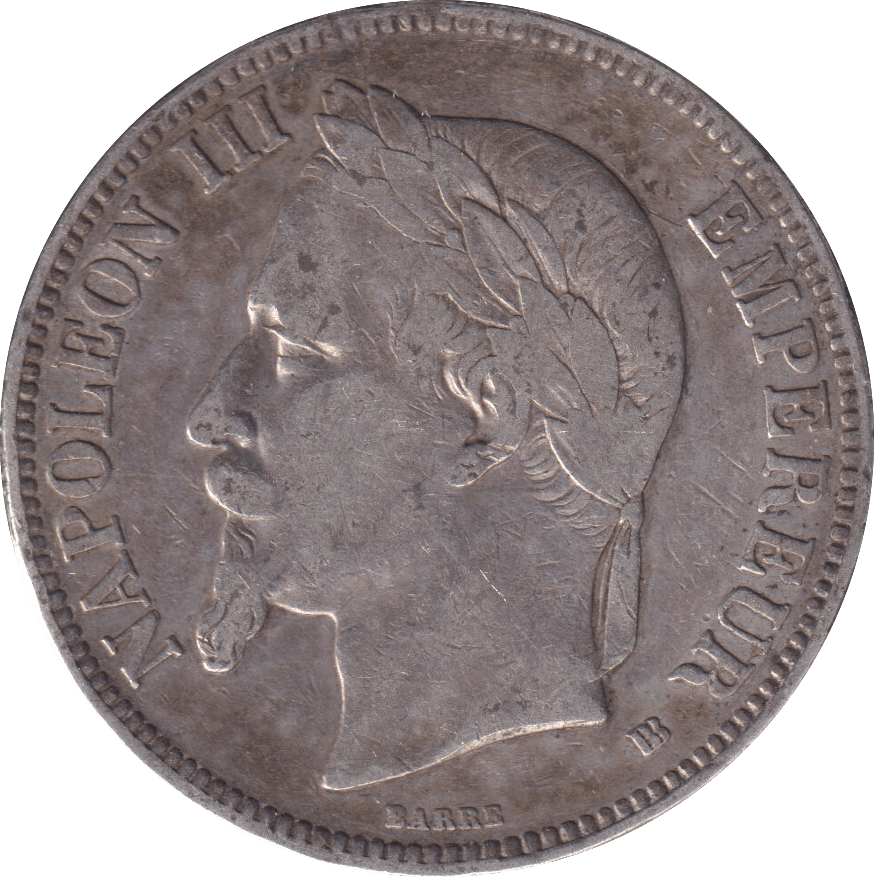 1869 SILVER 5 FRANCS FRANCE - SILVER WORLD COINS - Cambridgeshire Coins