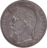 1869 SILVER 5 FRANCS FRANCE - SILVER WORLD COINS - Cambridgeshire Coins