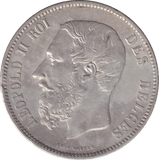 1869 SILVER 5F BELGIUM - SILVER WORLD COINS - Cambridgeshire Coins
