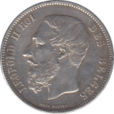 1869 SILVER BELGIUM FIVE FRANCS - SILVER WORLD COINS - Cambridgeshire Coins