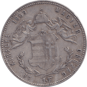 1869 SILVER ONE FLORINT HUNGARY - SILVER WORLD COINS - Cambridgeshire Coins