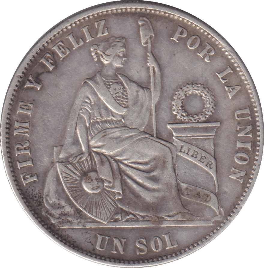 1869 SILVER ONE SOL PERU - SILVER WORLD COINS - Cambridgeshire Coins